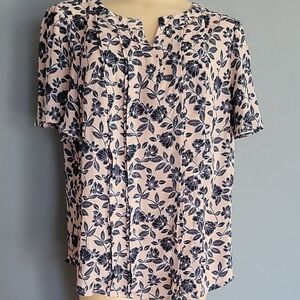 Floral Print Women's Top - Pink and Black